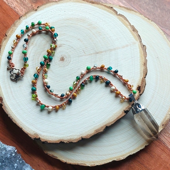 Smoky Quartz Crystal Necklace, Forest, Artisan Jewelry by Rust Belt Raised - Picture 10 of 16